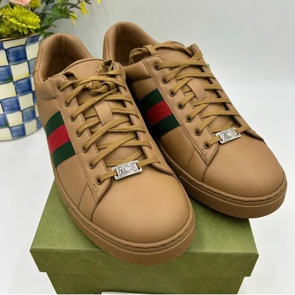 Mens Gucci ace Webb low top leather Sneakers size 11 fits 12 US made in Italy - Picture 5 of 13